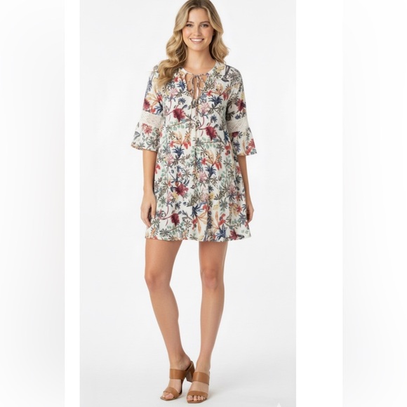 Umgee size medium floral boho skater dress - Picture 1 of 7